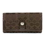 Coach(コーチ) 3つ折り長財布 トライベッカ オプアート チェックブック ダークブラウン